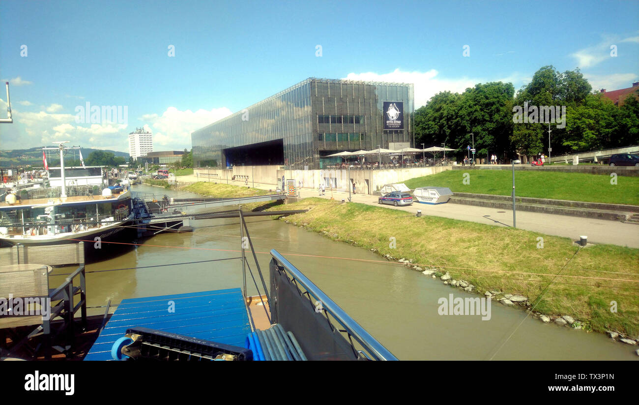 The Riverside Promenade alongside the Danube at Linz Austria Stock ...