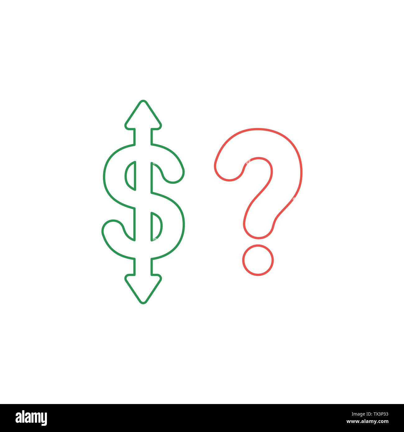 Vector icon concept of green dollar symbol with arrow pointing up and ...