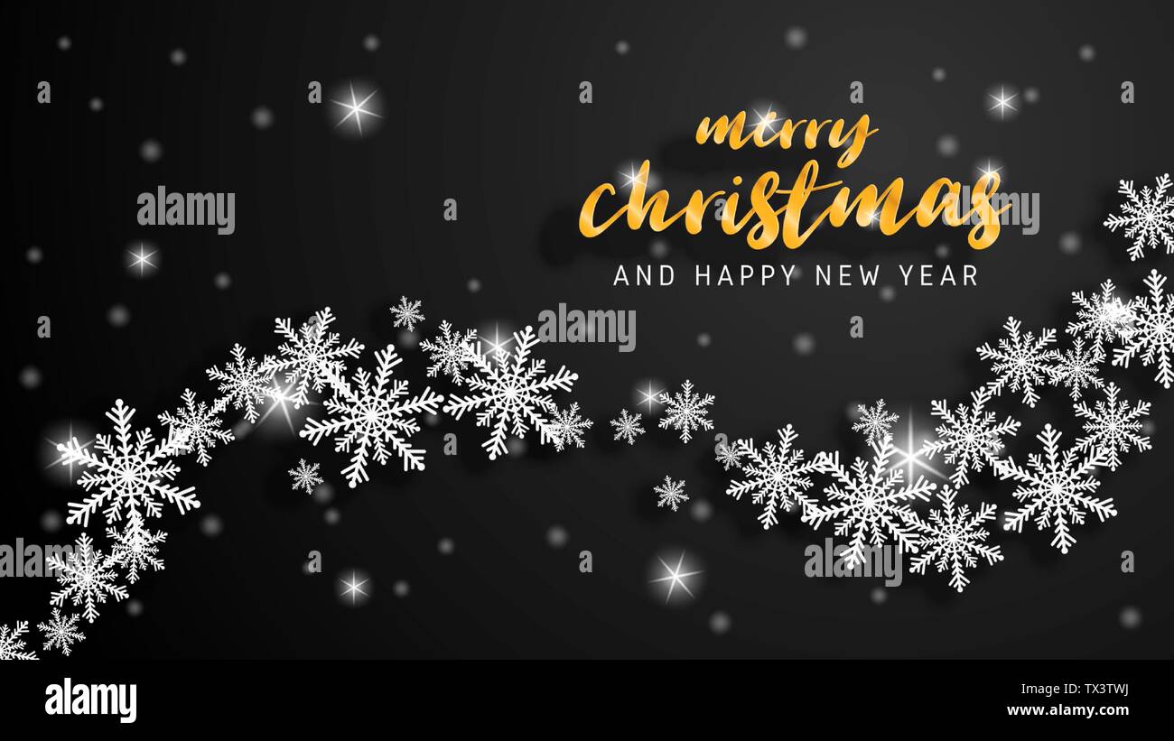 Merry Christmas and Happy new year greeting card in paper cut style ...