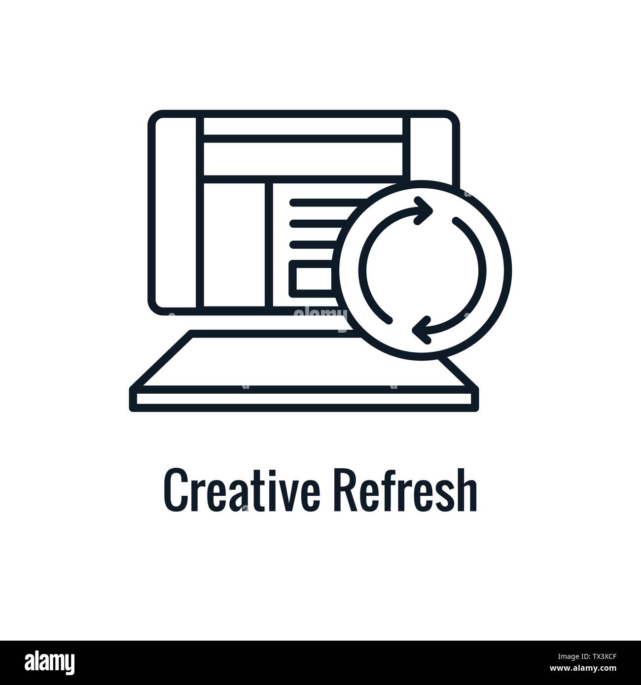 Website Update Icon - with some arrows thin line outline imagery Stock Vector