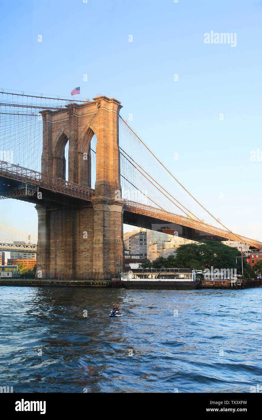 Beloved Brooklyn Bridge, connecting Manhattan and Brooklyn, New York