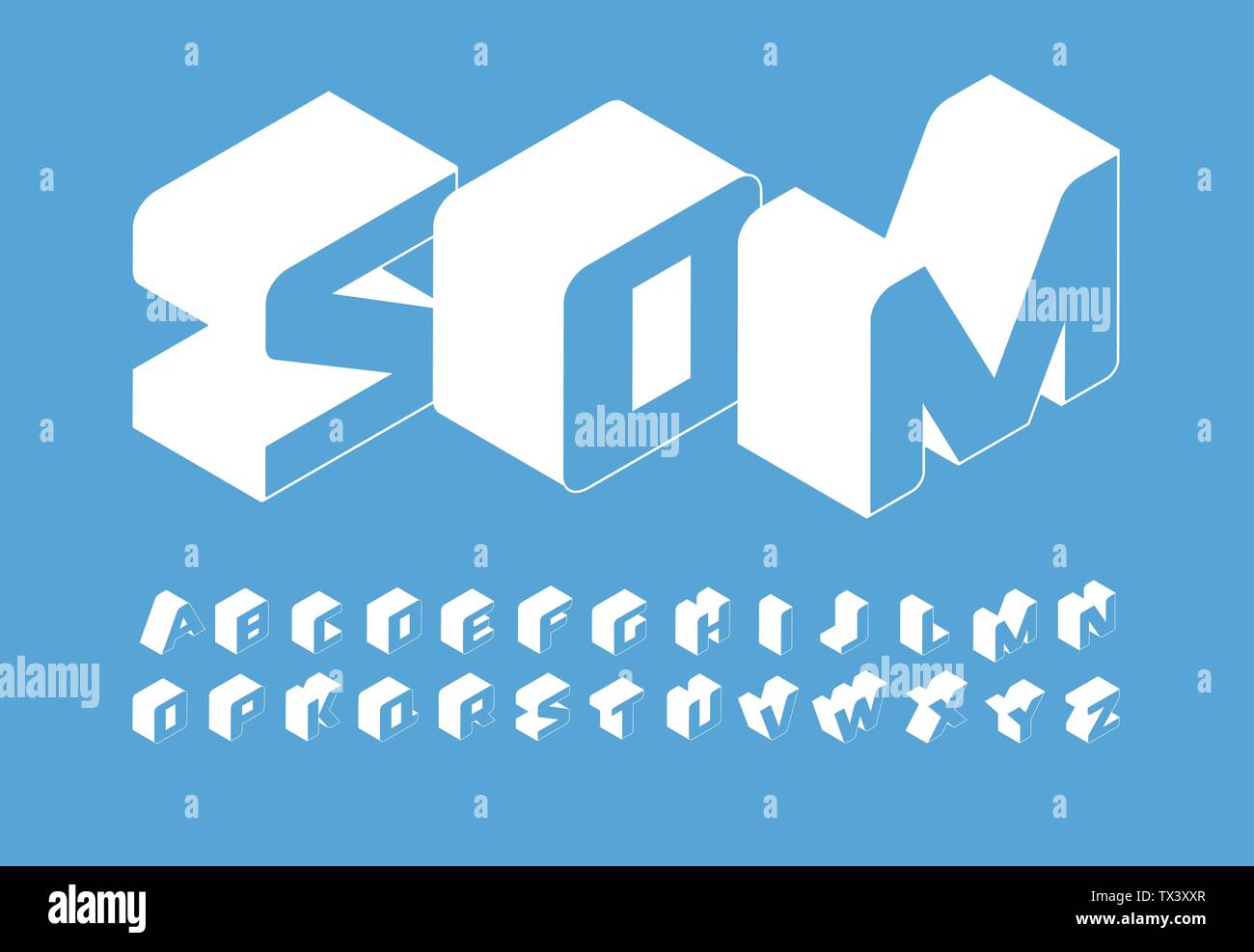 Isometry Letters Set 3d Isometric Simple Style Vector Latin