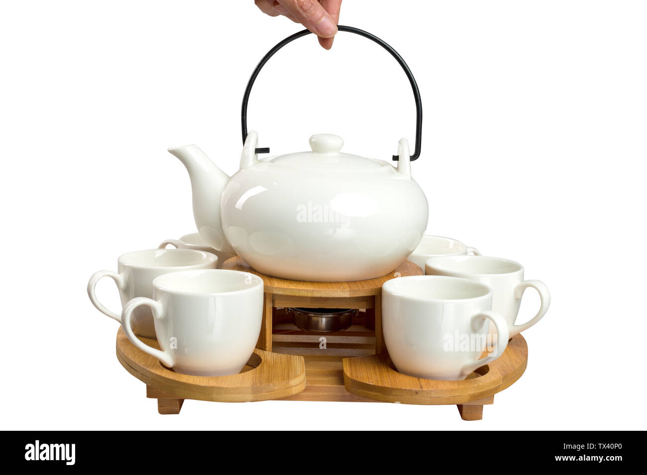 isolated elegant white tea sets on white background Stock Photo Alamy