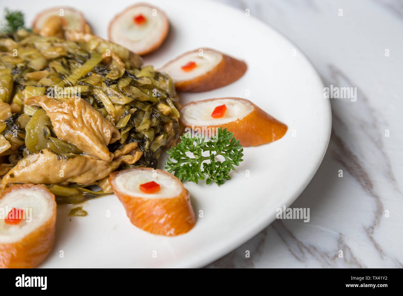 Chinese food pig large intestine Stock Photo Alamy