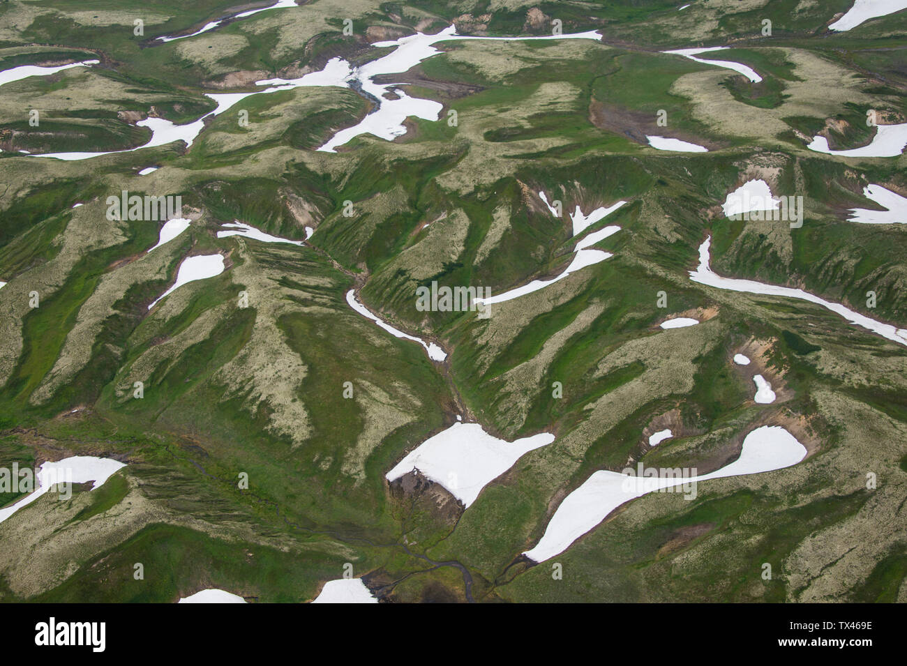 Russia, Kamchatka, Aerial of the uninhabited south Stock Photo