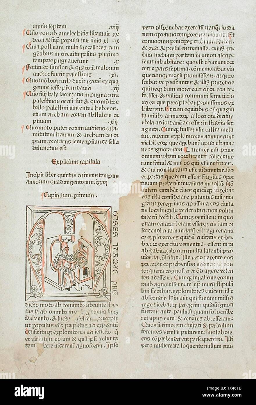 Genesis of Adam, (Explicium Capitula);  Germany, printed circa 1488 Prints; woodcuts Woodcut and letterpress Gift of Mr. and Mrs. Oscar Salzer (52.18.6) Prints and Drawings; Printed circa 1488; Stock Photo