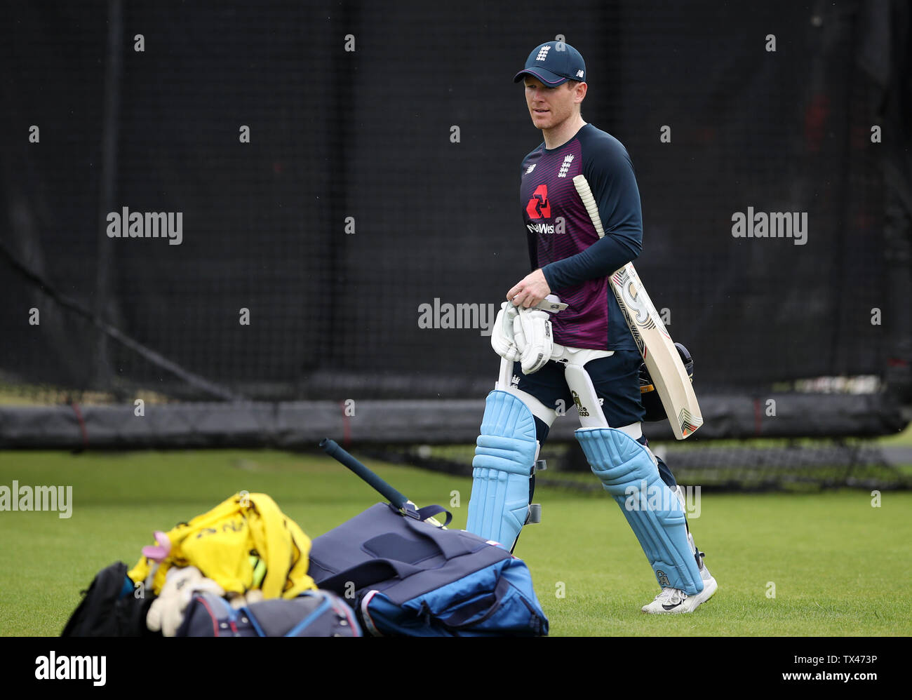 England's Eoin Morgan during a nets session at Lord's, London. Stock Photo