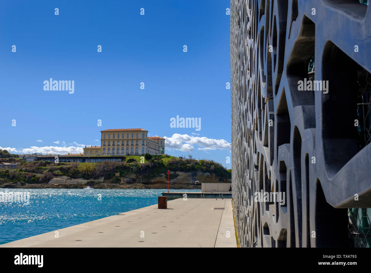 France, Marseille, Museum of European and Mediterranean Civilisations, MuCEM and Pharo palace Stock Photo
