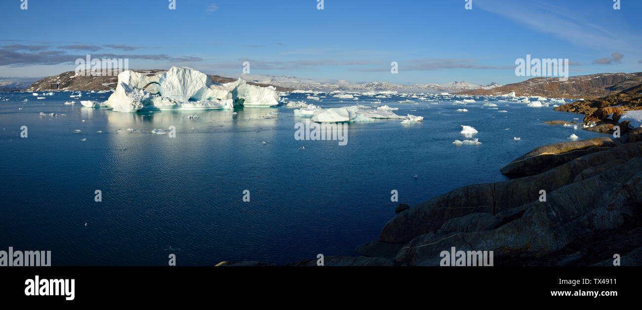 Greenland, East Greenland, Johan Petersens Fjord, icebergs Stock Photo