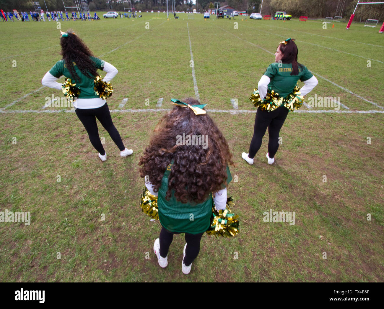 Bury Saints american football cheerleaders on the sidelines Stock Photo