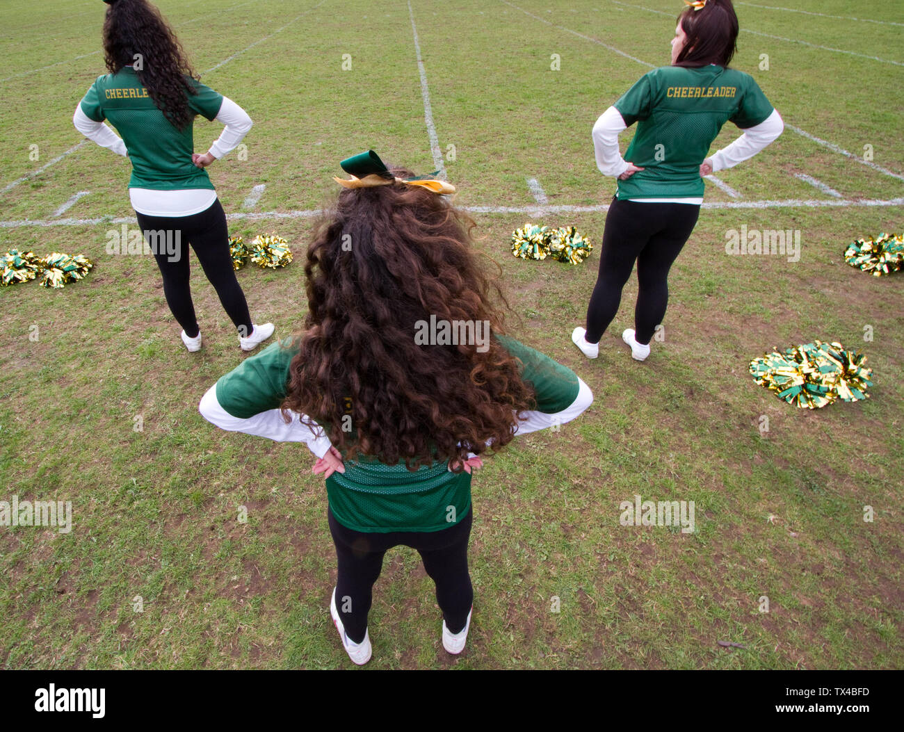 Bury Saints american football cheerleaders on the sidelines Stock Photo