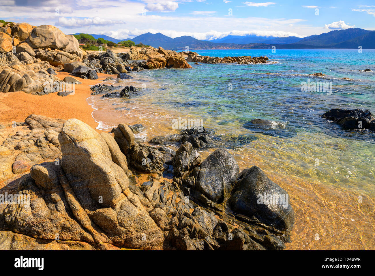 France, Corsica, Propriano, rocky seafront Stock Photo
