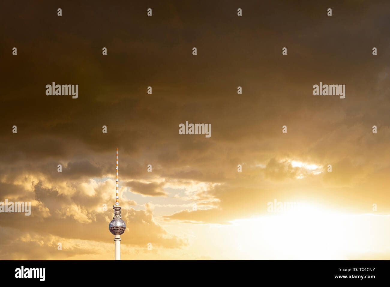 Germany, Berlin, view to television tower at sunset Stock Photo