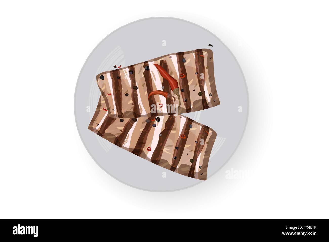 Dish pork ribs restaurant Stock Vector Images - Alamy