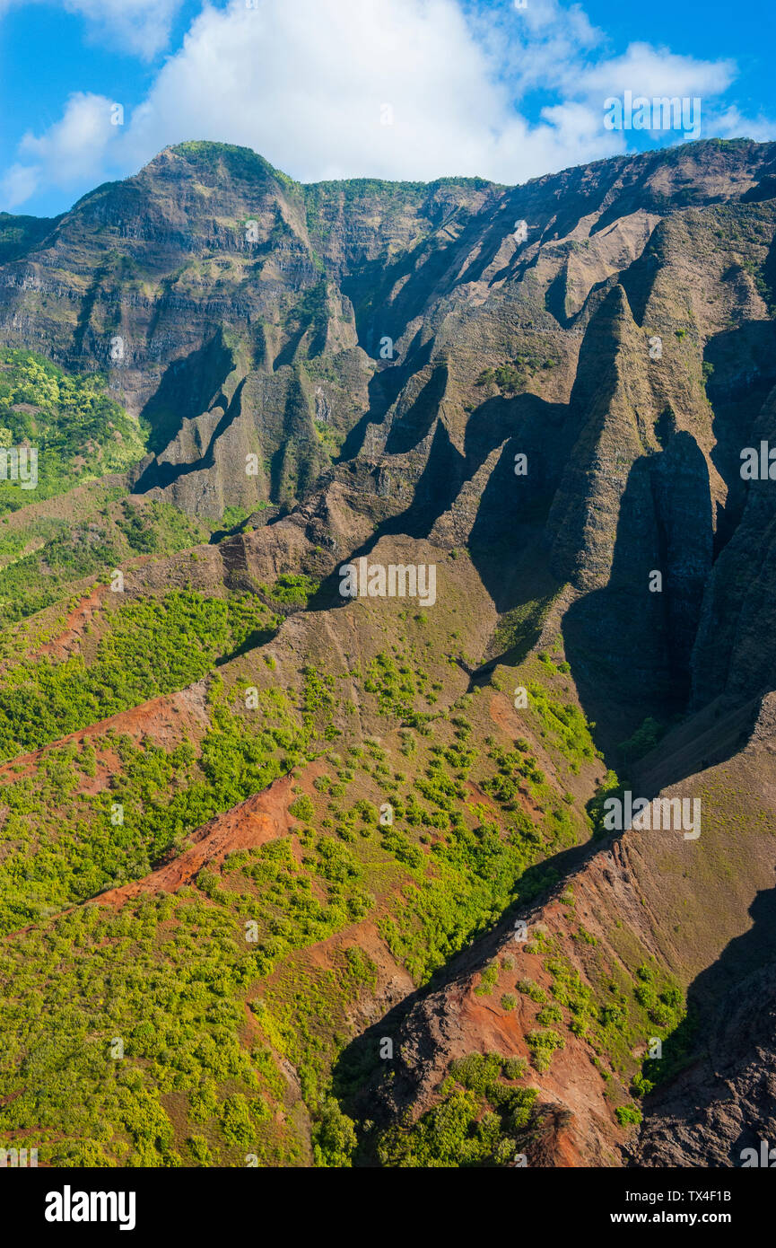 Hawaii, Kauai, Aerial of the Na Pali Coast, Na Pali Coast State Wilderness Park Stock Photo