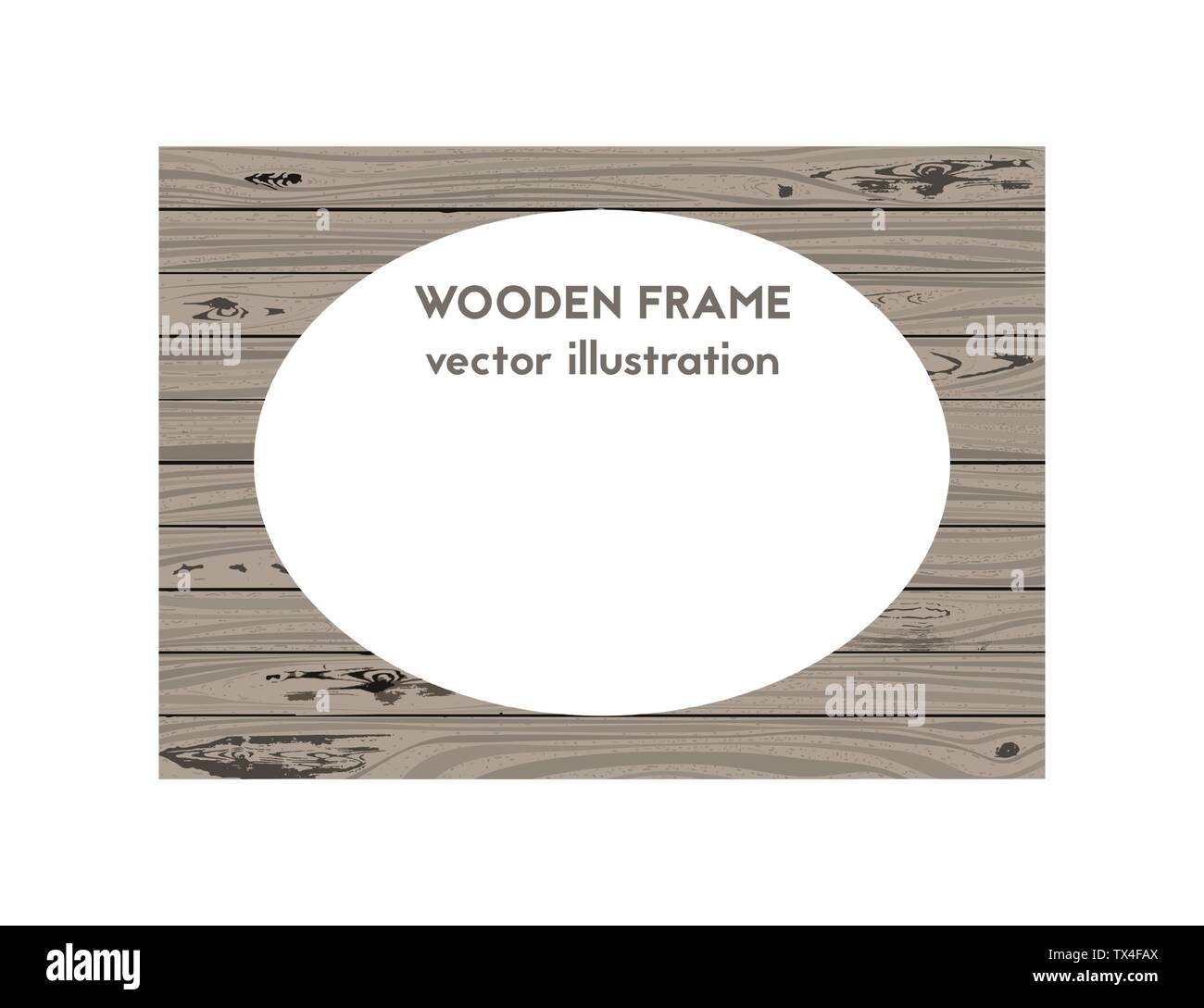 Oval old frame. Vector illustration. Wooden texture Stock Vector