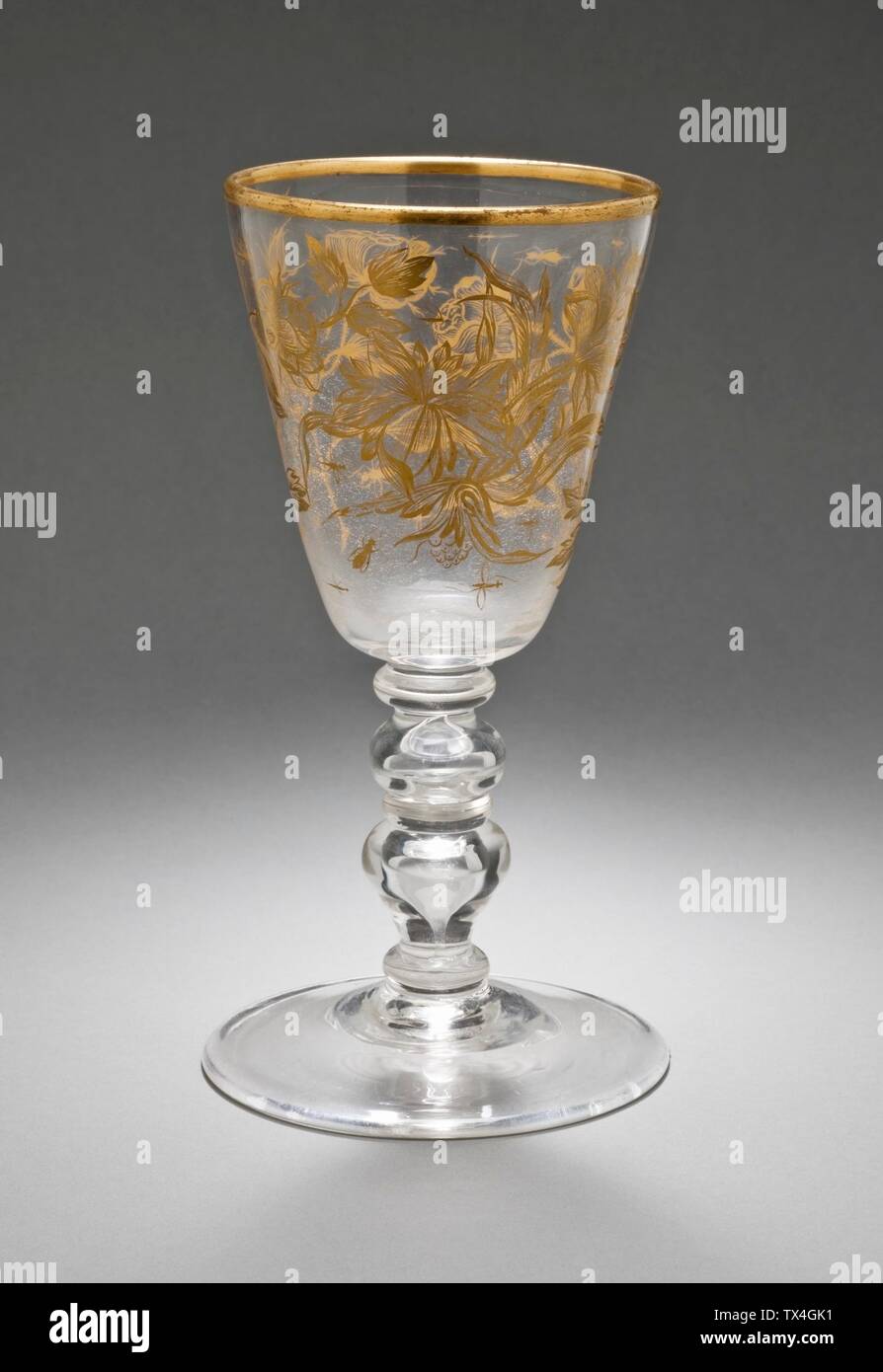 Goblet with Flowers and Insects;  Central Germany, mid-18th century Furnishings; Serviceware Glass, gilt Gift of Varya and Hans Cohn (M.82.124.22) Decorative Arts and Design; Mid-18th century; Stock Photo
