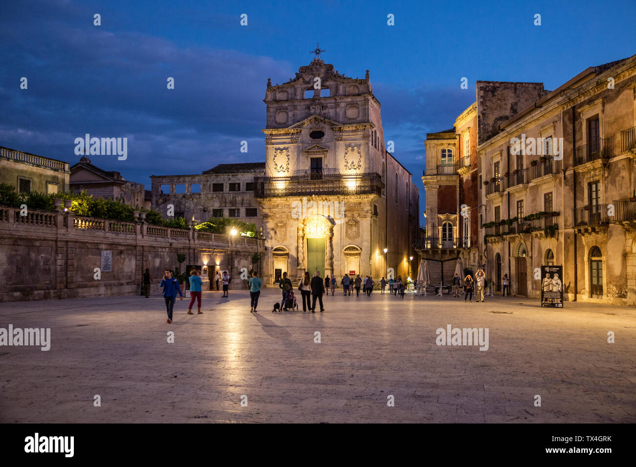 Italy, Sicily, Ortygia, Syracuse, baroque church Santa Lucia alla Badia at dusk Stock Photo