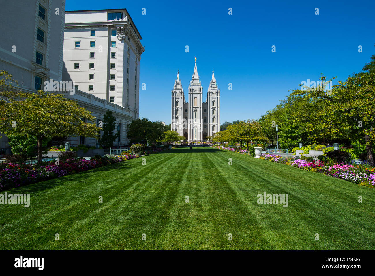USA, Utah, Salt Lake City, Mormon Salt Lake City Temple Stock Photo