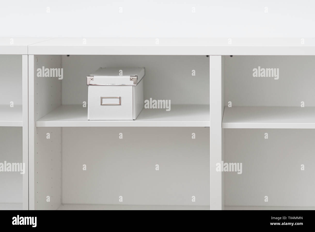 White storage box in shelf Stock Photo Alamy