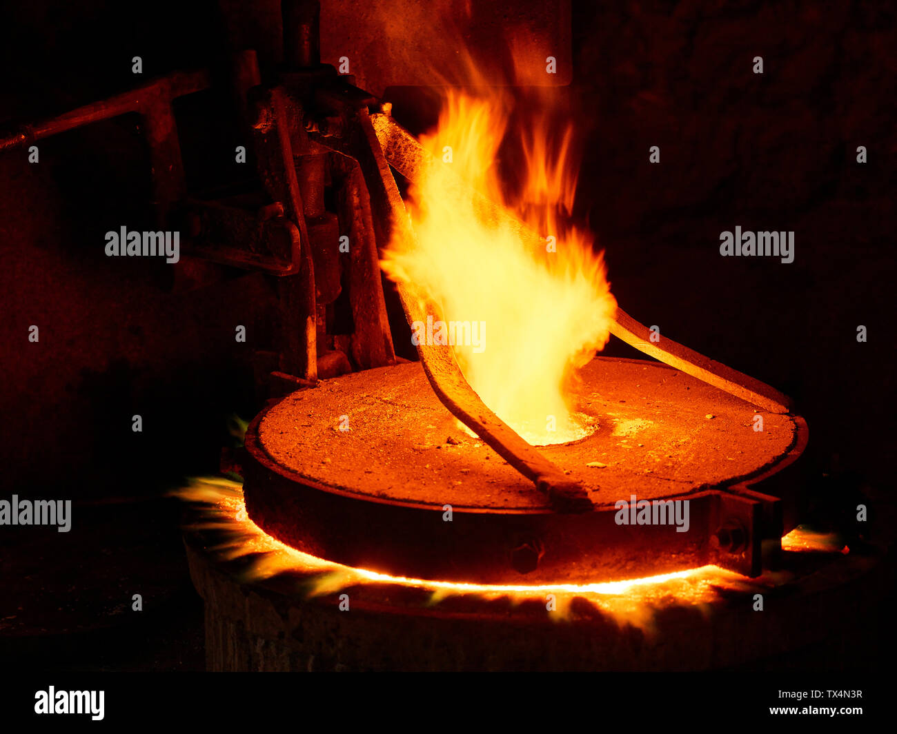 Industry, furnace during melting copper Stock Photo Alamy