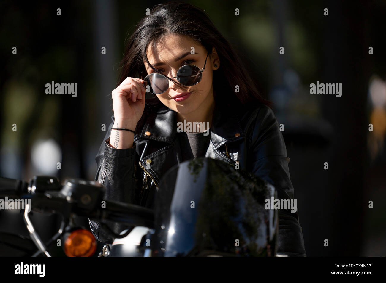 Black leather biker jacket hi-res stock photography and images - Alamy