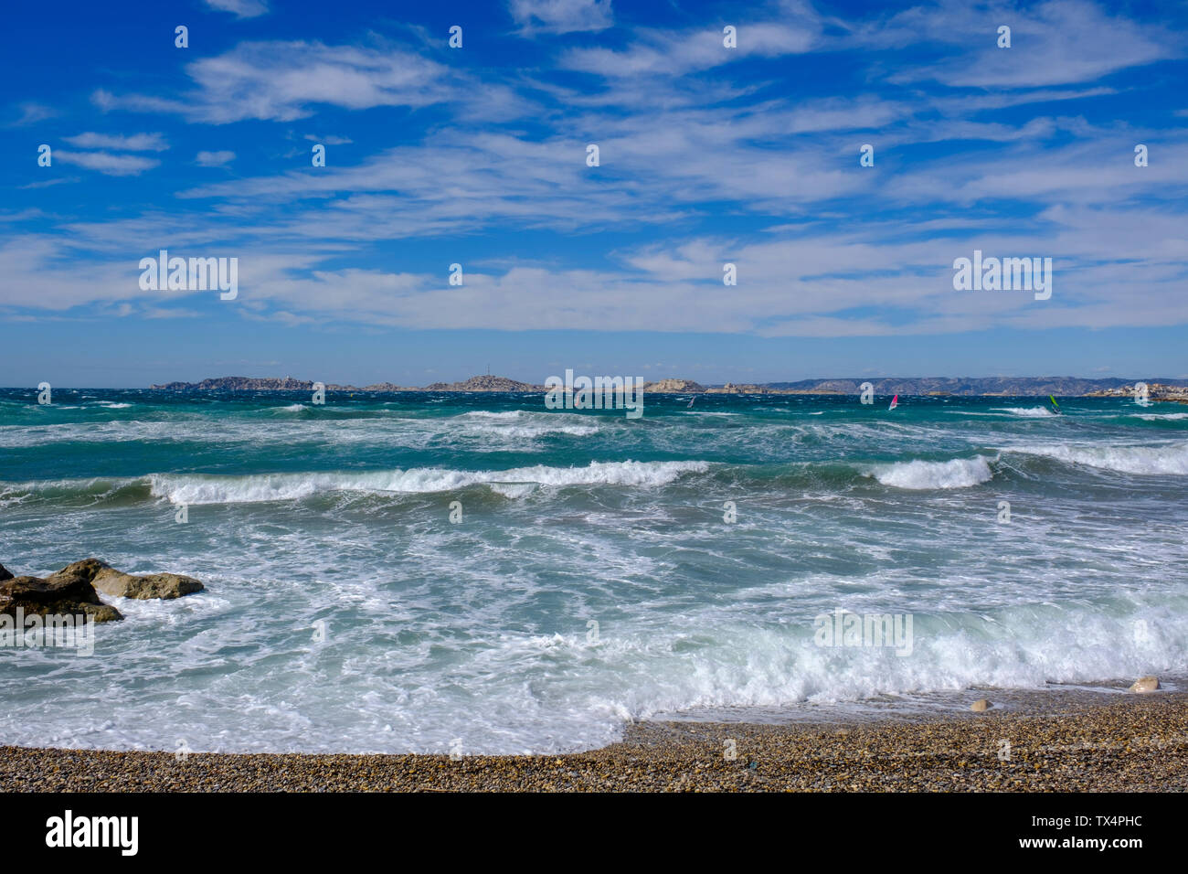 France Marseille Plage De Lhuveaune Strong Waves At The