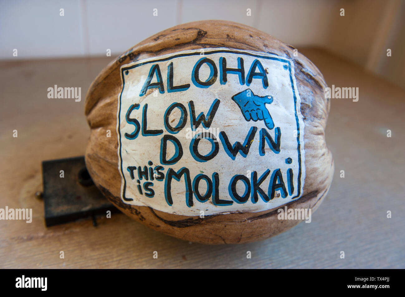 Hawaii, island of Molokai, coconut post office, colourful painted