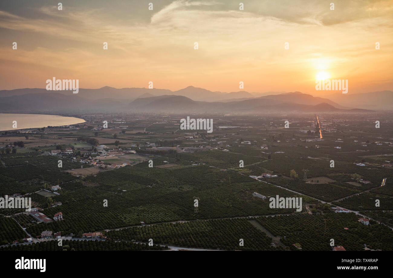 Greece, Argos, townscape at sunset Stock Photo Alamy