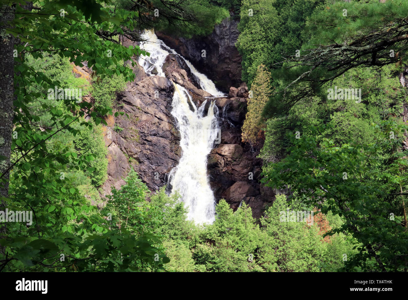 Big Manitou Waterfall in Pattison State Park in northern Wisconsin Stock Photo
