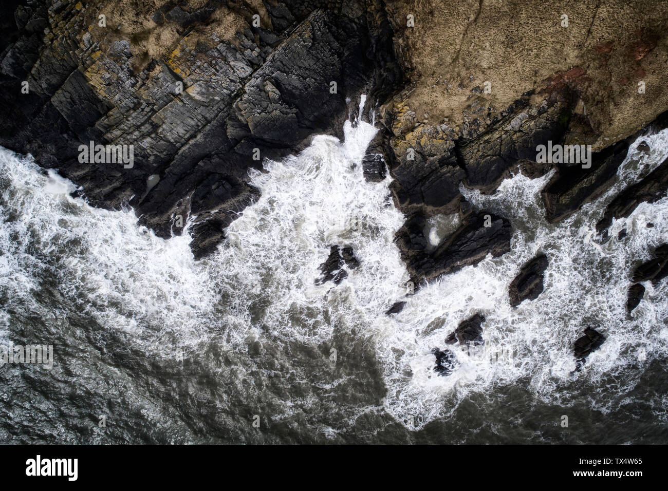 United Kingdom, Scotland, Aerial view of rocky coast Stock Photo