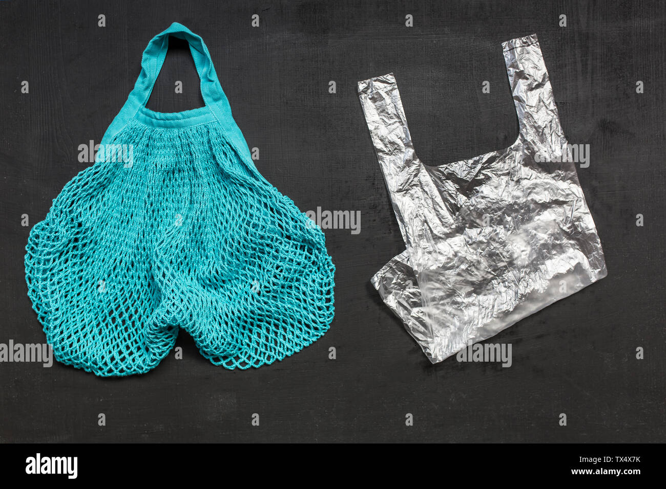 Cotton bag next to plastic bag Stock Photo Alamy