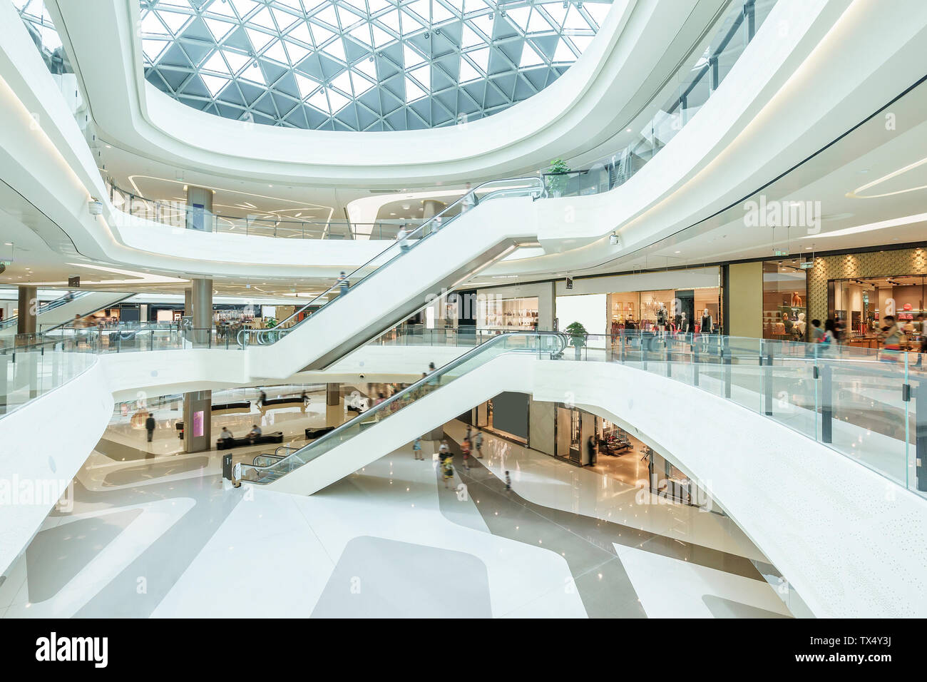 abstract ceiling and escalator in hall of shopping mall Stock Photo - Alamy