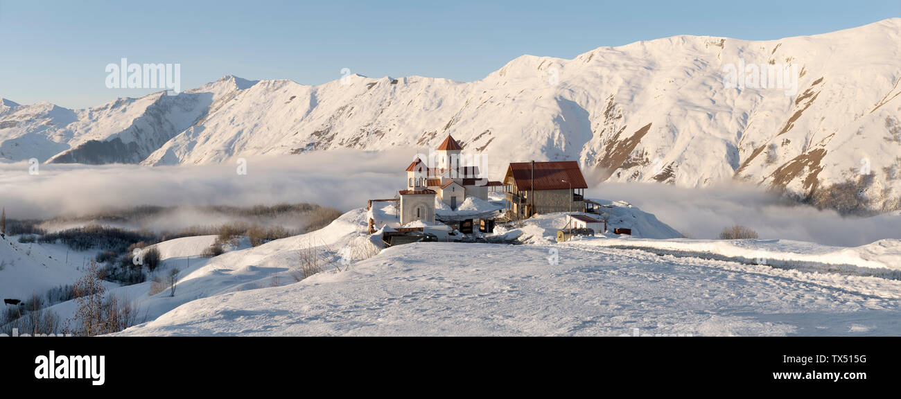 Georgia, Caucasus, Gudauri, remote building complex in winter Stock Photo