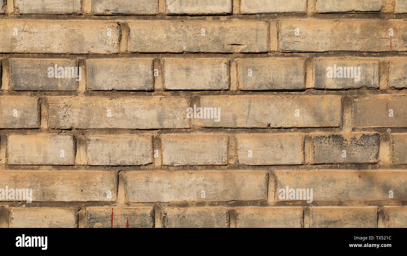 Nostalgic brick walls, mottled tree shadows Stock Photo