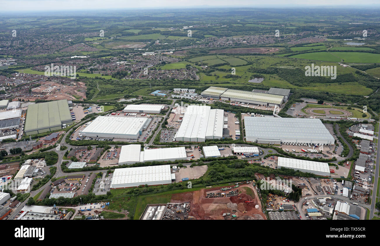 aerial view of Lymedale Business Park and industry on Dalewood Road