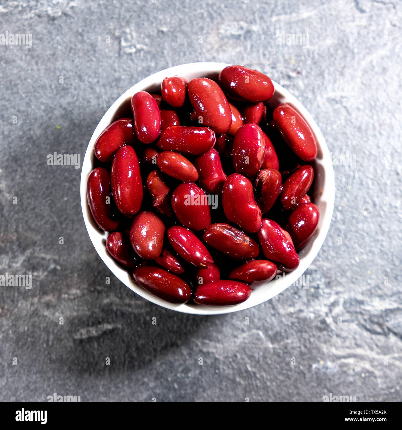 Bowl of Red Kidney Beans Looking Down With No People Stock Photo
