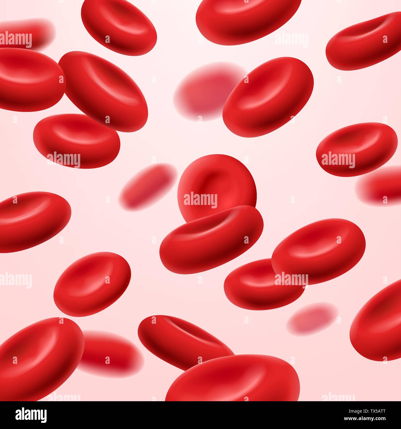 Flowing red blood cells, erythrocyte on white background, health care concept Stock Vector