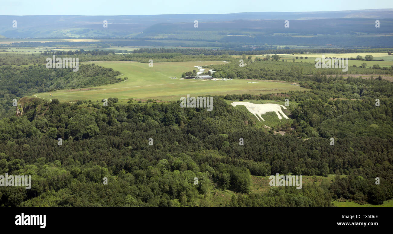 aerial view of the White Horse Kilburn near Thirsk, North Yorkshire Stock Photo