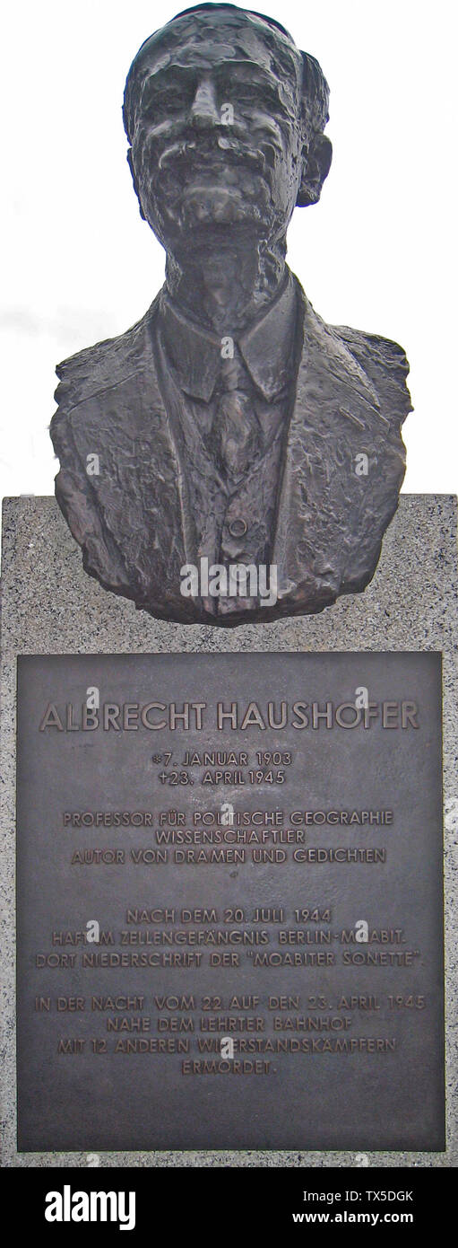 Denkmal Albrecht Haushofer vor dem Innenministerium Berlin, StraÃŸe der Erinnerung; 19 July 2009; Self-photographed; M.blomberg; Stock Photo