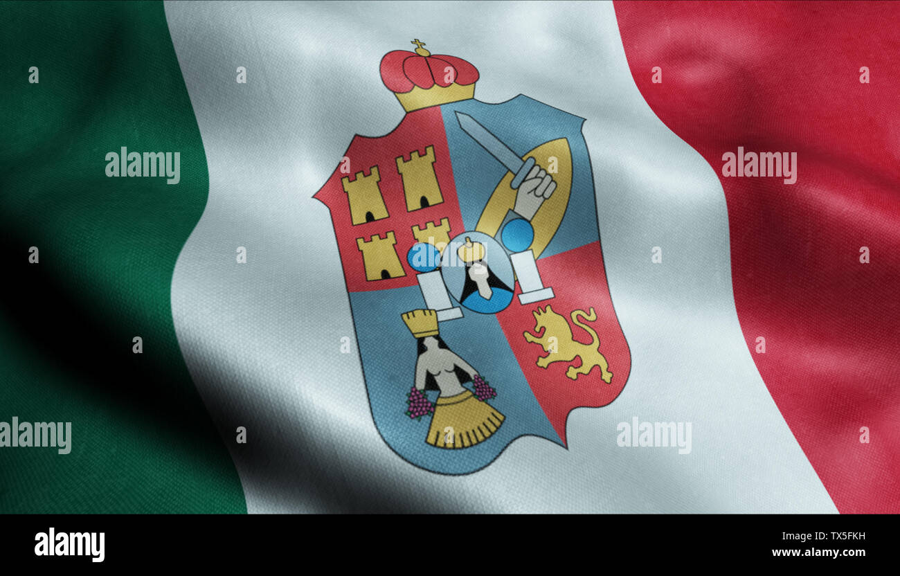 Tabasco City Flag Country Mexico Closeup View 3D Rendering Stock Photo