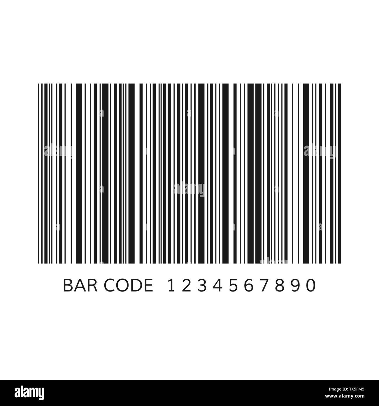 Unique bar code template. Striped identification information about product. Vector illustration isolated on white background Stock Vector