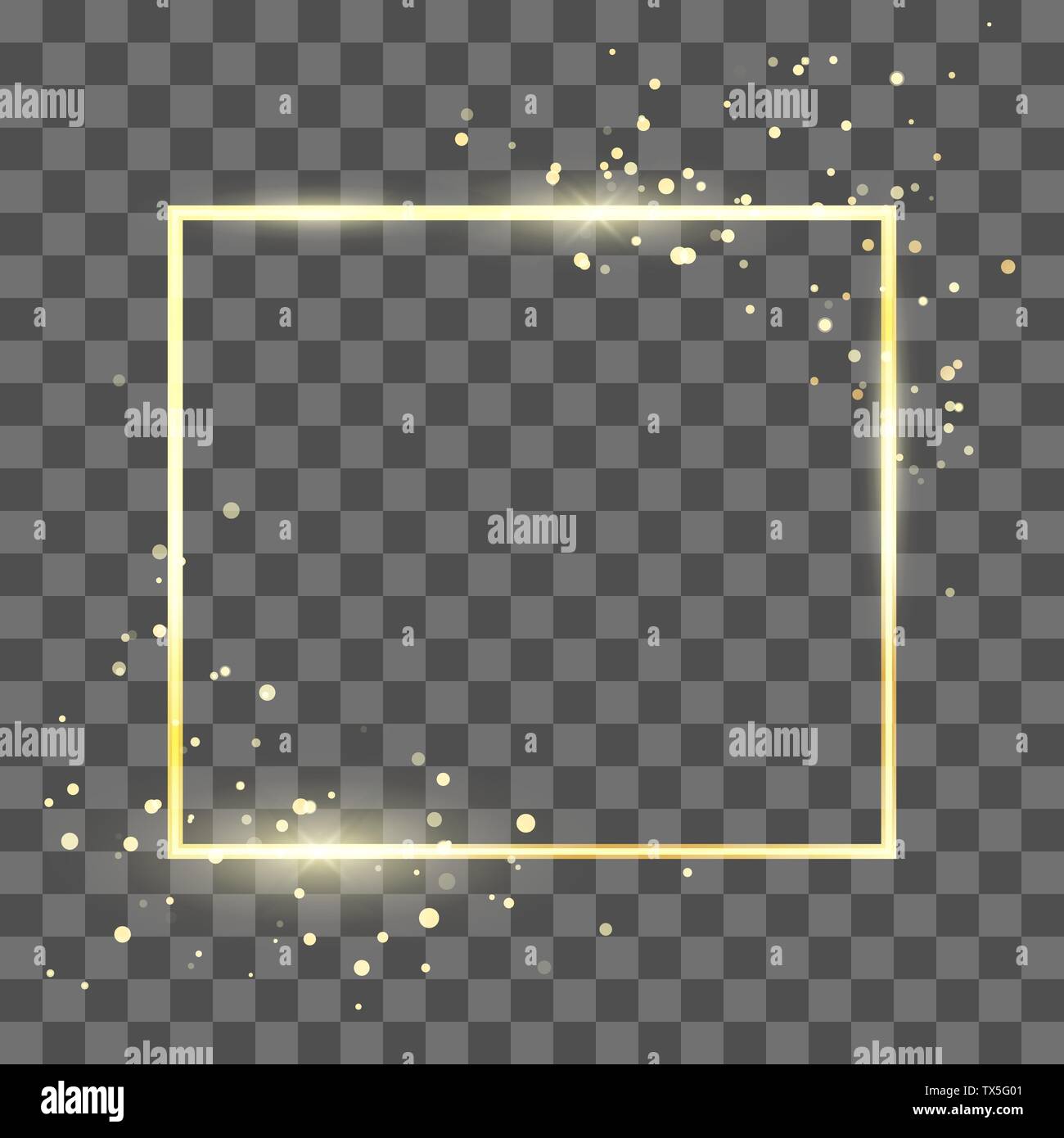 Golden Frame Template With Glitter Effect For Banner And Poster Gold Square Shape Border Vector Illustration Isolated On Transparent Background Stock Vector Image Art Alamy