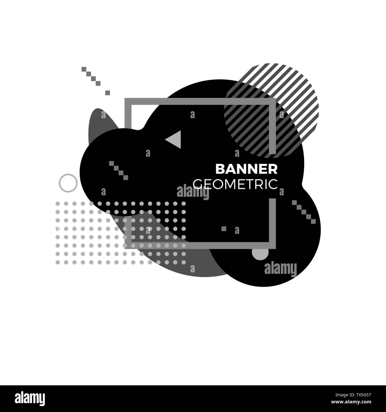 Creative geometric banner template. Modern black and white futuristic graphic elements for music album cover or other design. Vector illustration isol Stock Vector