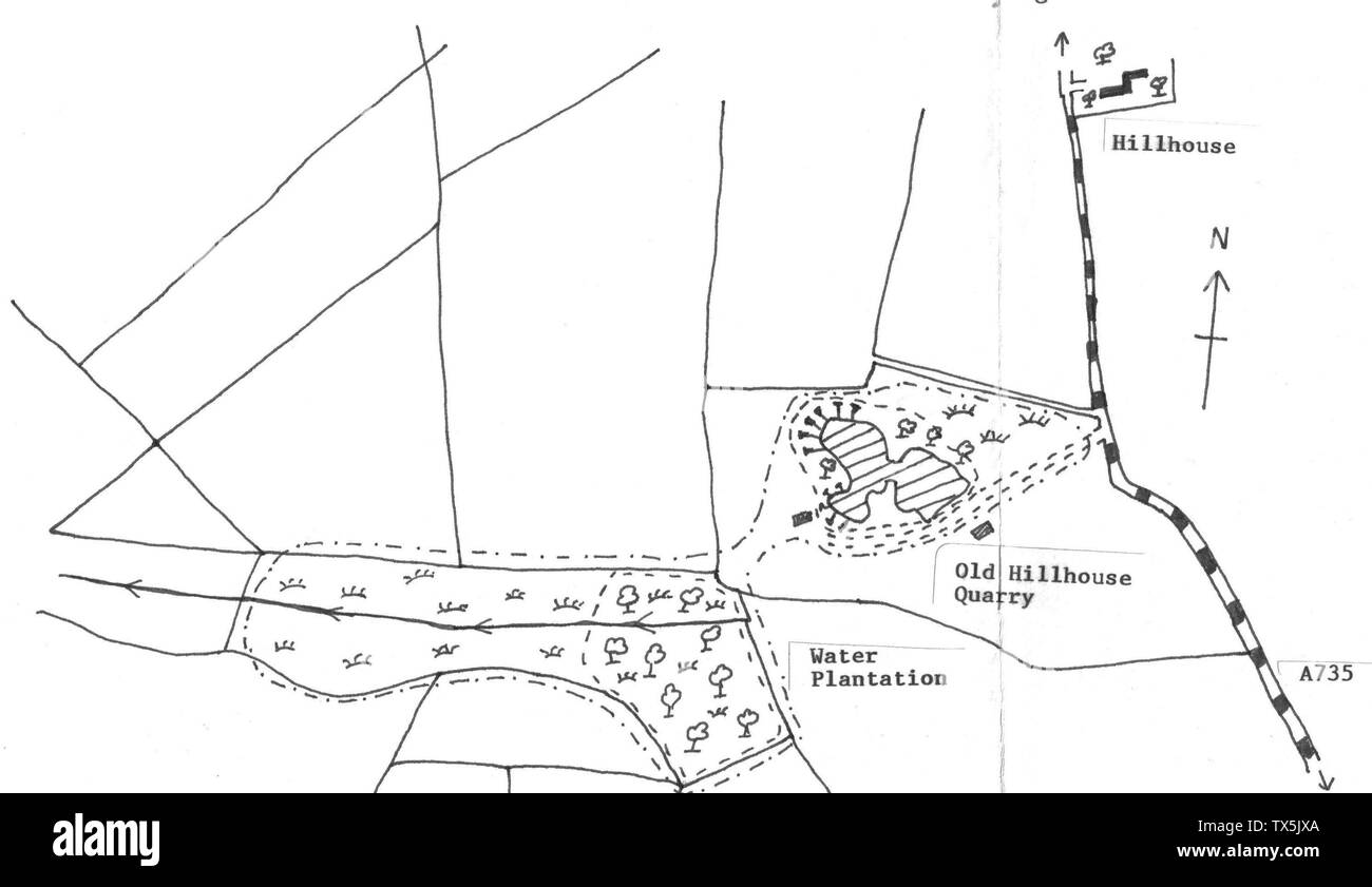 A map of hillhouse and water plantation near stewarton Black and White