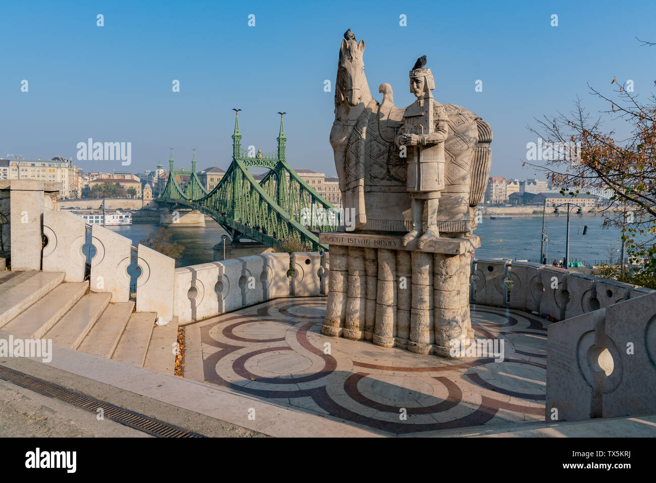 Morning view of the Liberty Bridge bridge at Budapest, Hungary Stock Photo