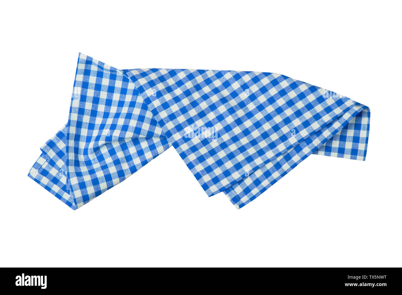 Blue and white checkered napkin isolated on white background Stock ...