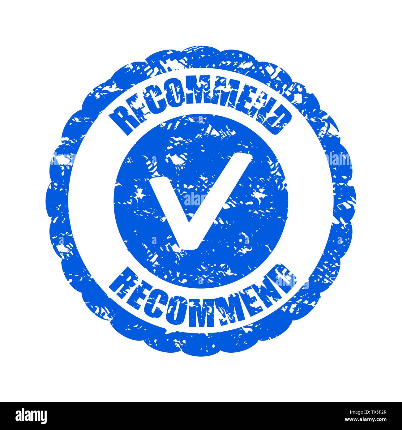 Recommend rubber stamp for some items in store. Stamp rubber grunge, recommend product, certificate quality vector illustration Stock Vector