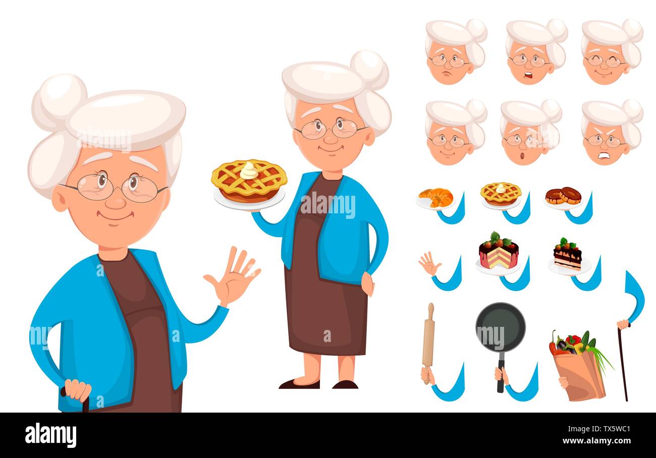 Grandmother cartoon character creation set. Happy Grandparent's day. Build  your personal design. Pack of body parts and emotion. Vector illustration  Stock Vector Image & Art - Alamy