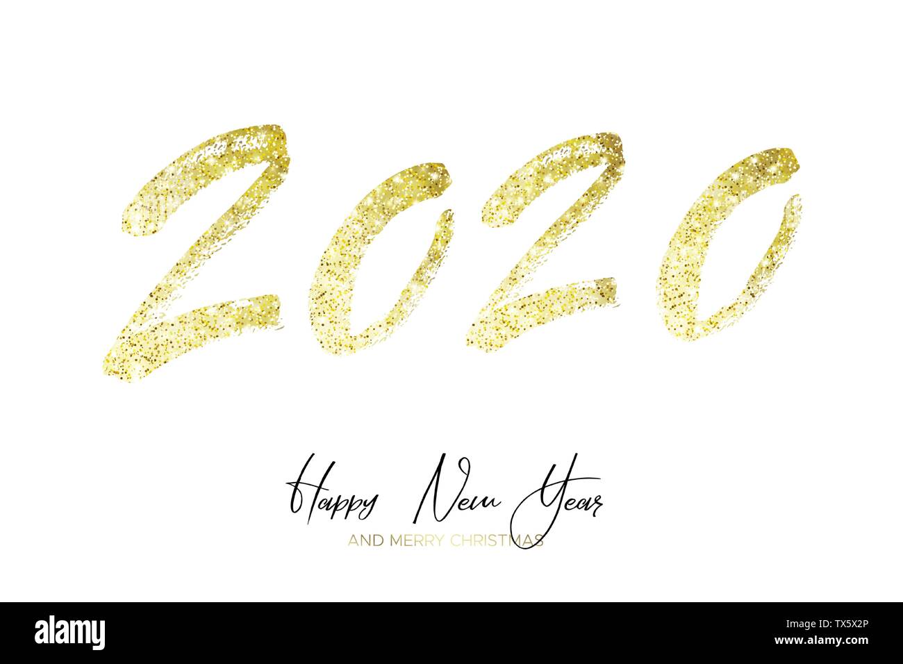 Happy New Year 2020 with golden glitter Stock Vector Image & Art - Alamy